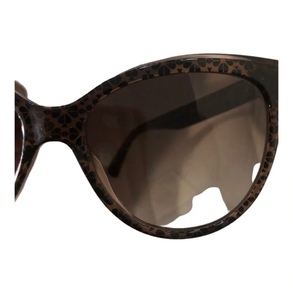 Kate Spade hello sunshine dark brown embedded logo gold emblem sunglasses‎ new